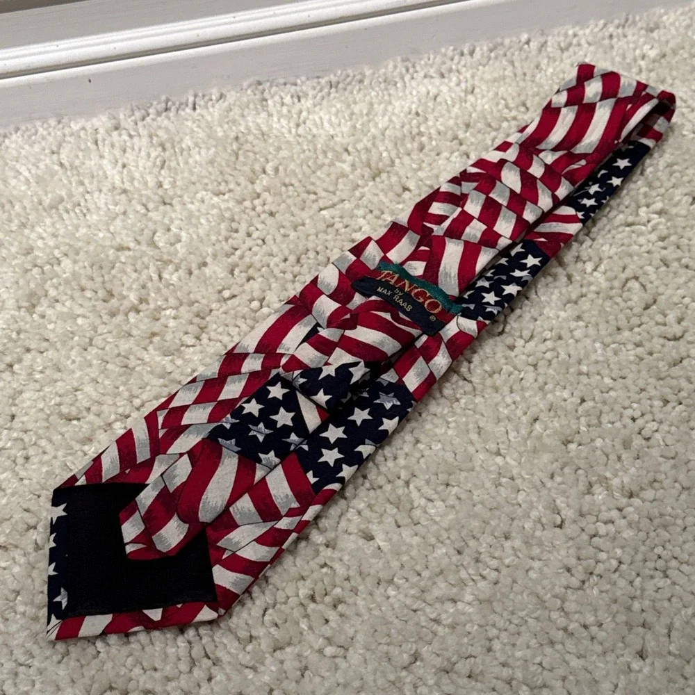 Tango By Mark Raab Cotton Neck Tie Patriotic Flags USA 58
